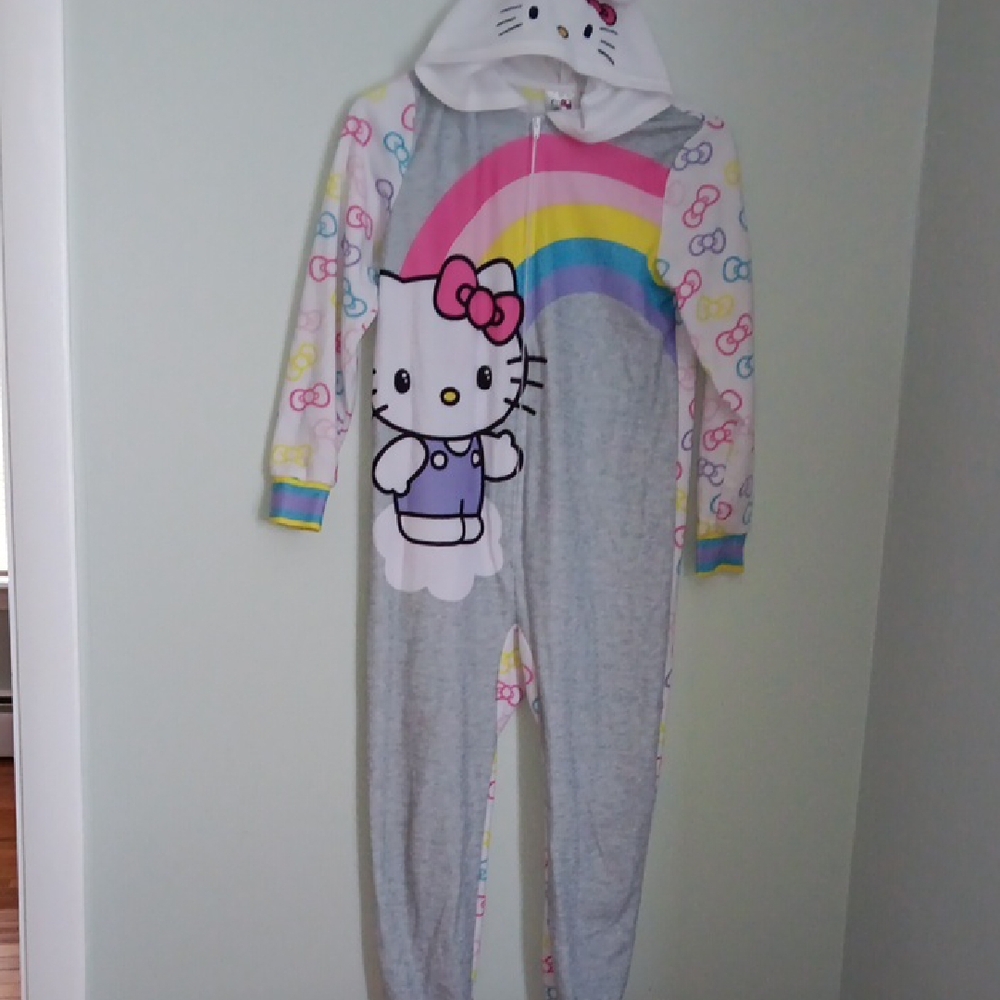 Hello Kitty Kids One Piece Pajama - Gray and Multicolor